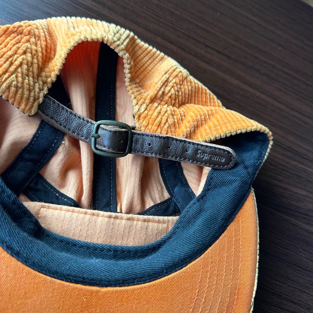 オレンジ コーデュロイ素材 Supremeキャップ