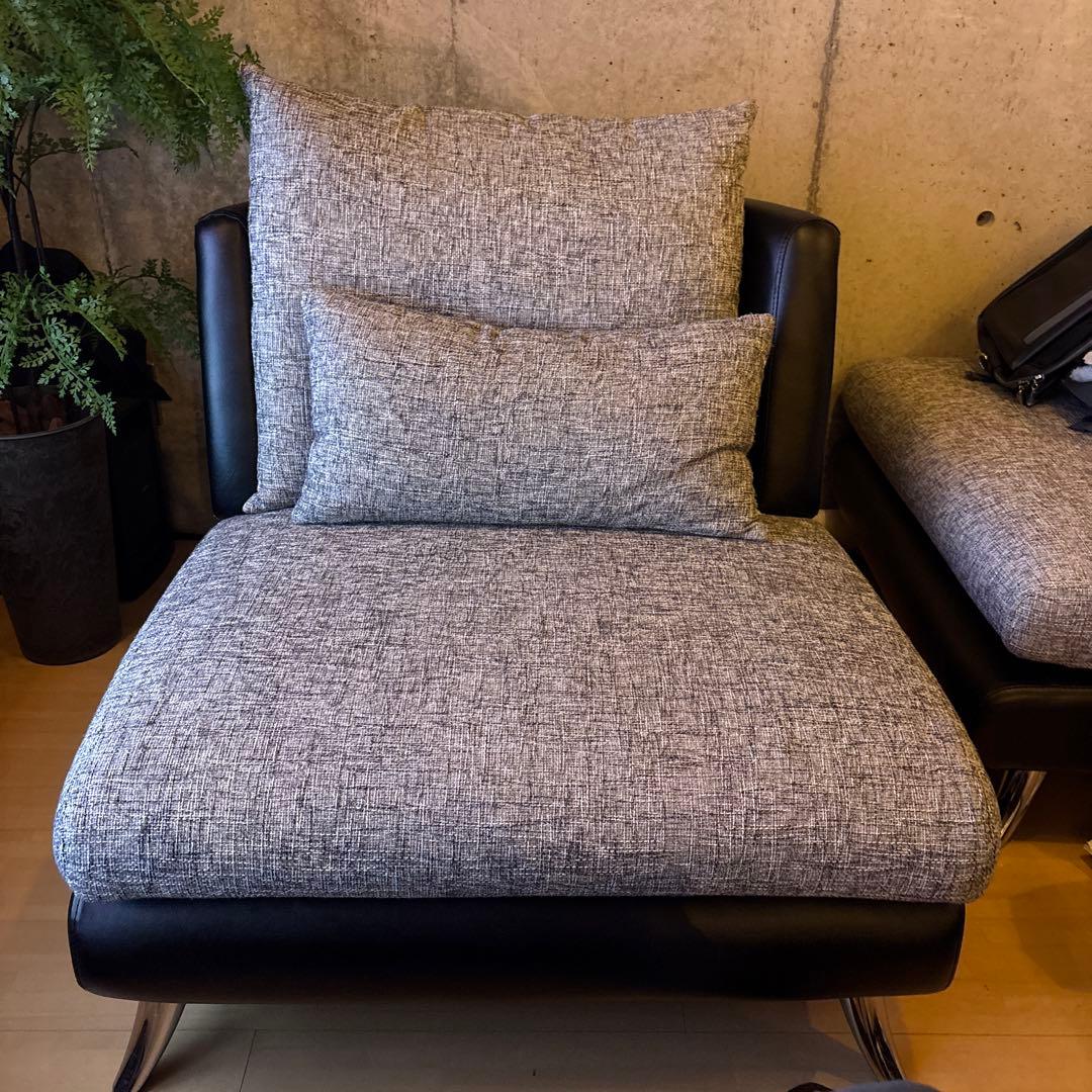 【COCOさん専用】【美品】アルモニア 1人掛けソファのみ　グレー×ブラック