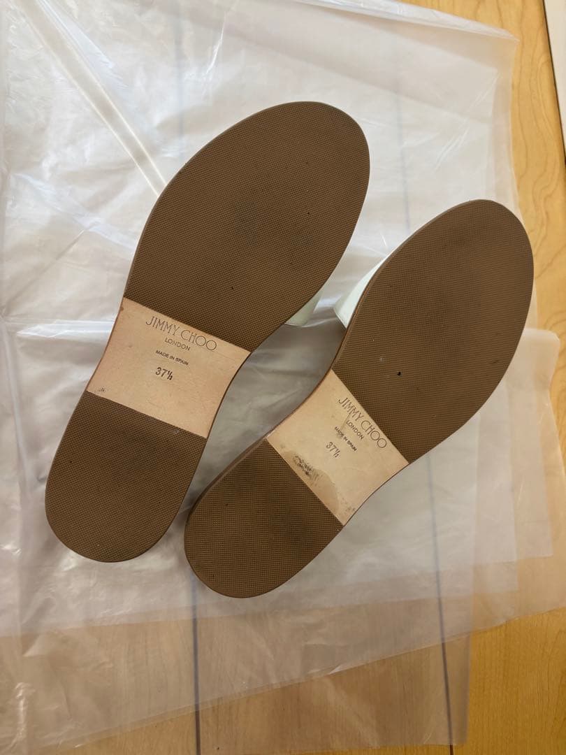 JIMMY CHOO ホワイトスライドサンダル 37.5 24.5