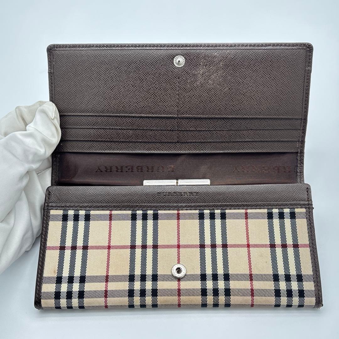 BURBERRY がま口 長財布 ノバチェック レザー ウォレット ベージュ