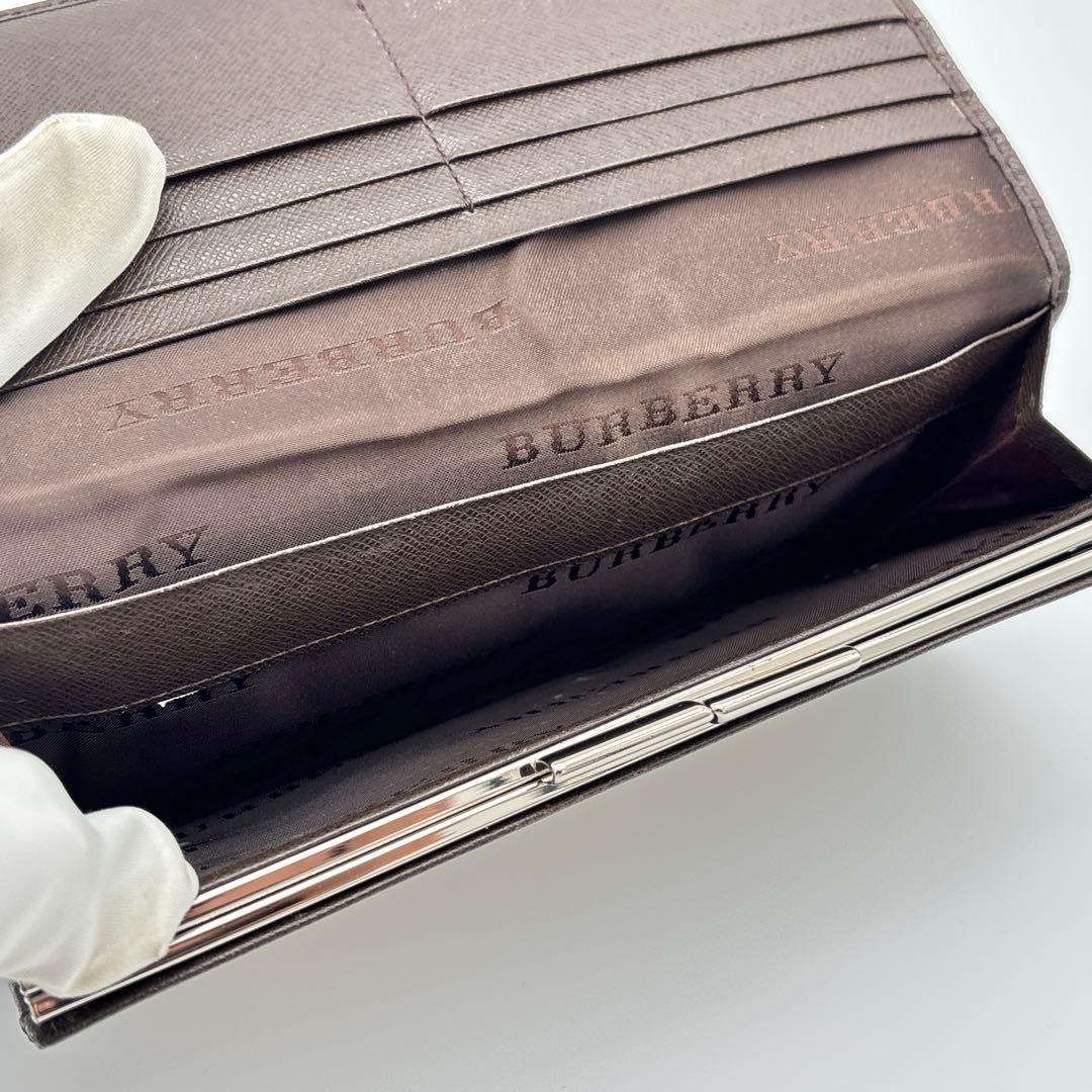 BURBERRY がま口 長財布 ノバチェック レザー ウォレット ベージュ