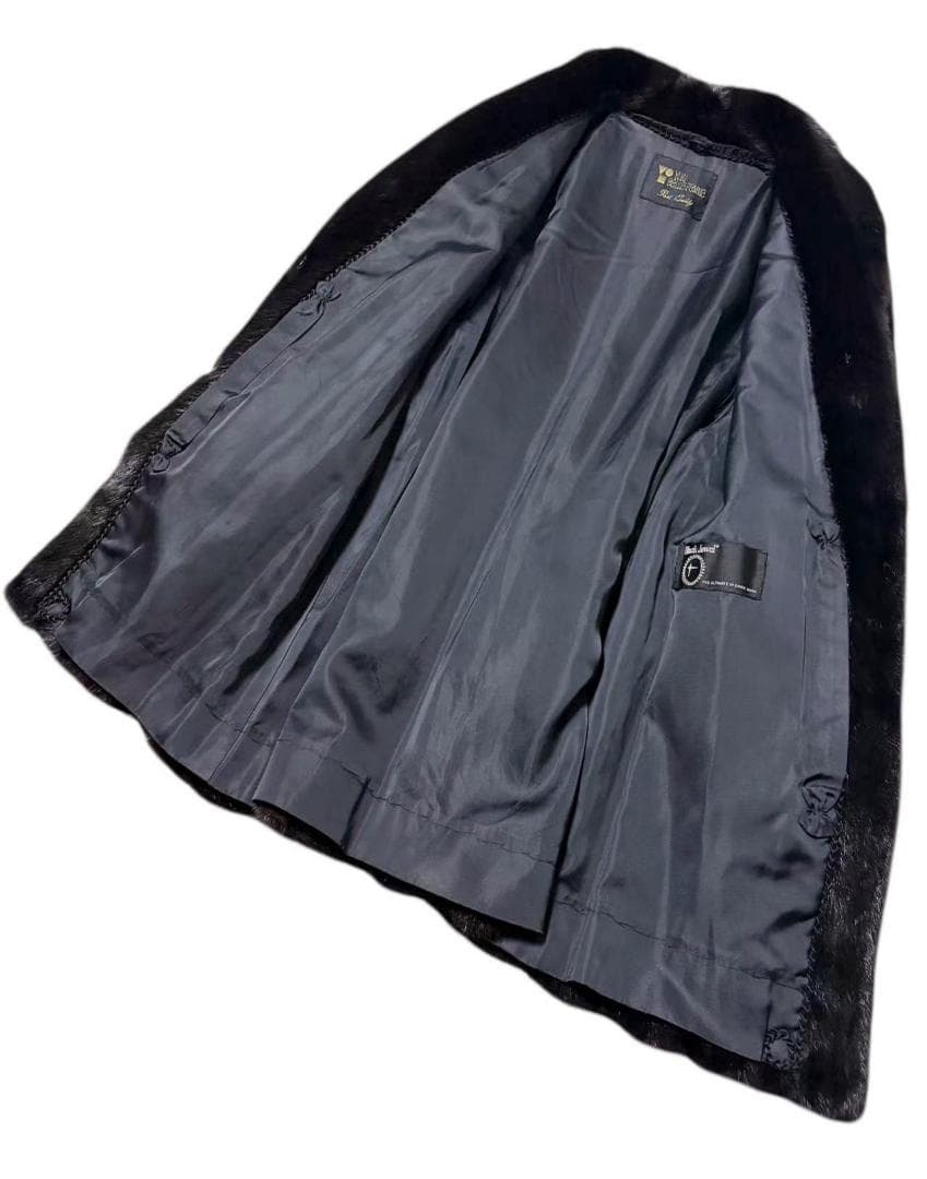 美品　ブラックジュエル　ミンクコート　毛皮　毛質艶やか　リアルファー　柔らか