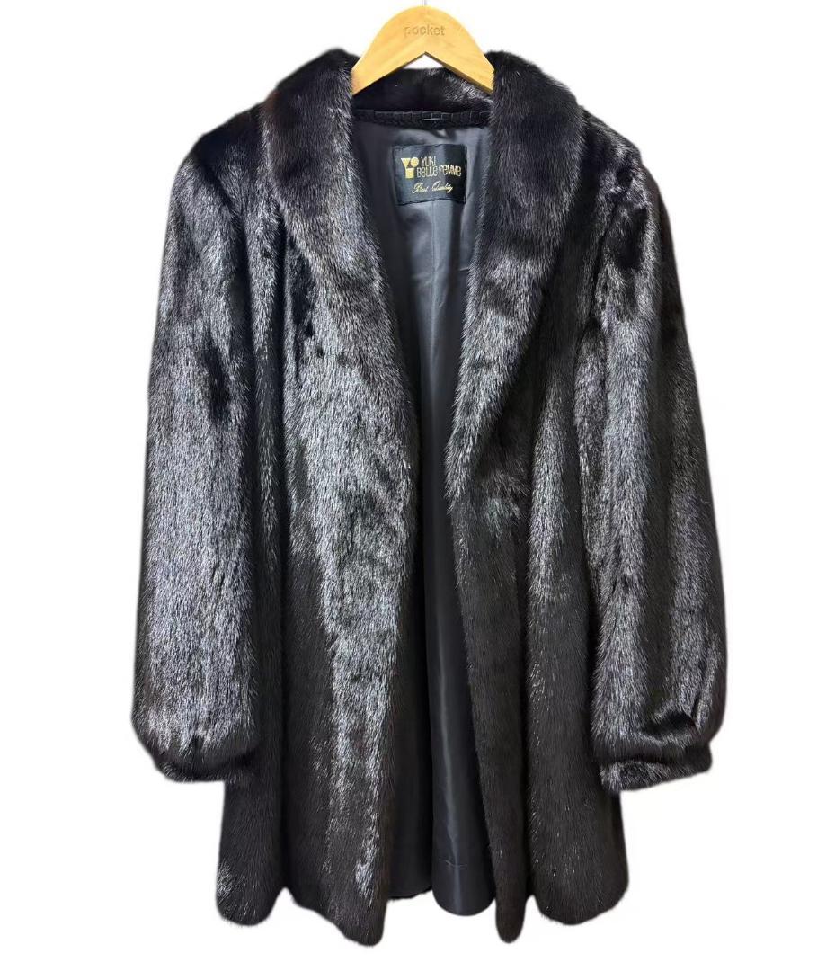 美品　ブラックジュエル　ミンクコート　毛皮　毛質艶やか　リアルファー　柔らか