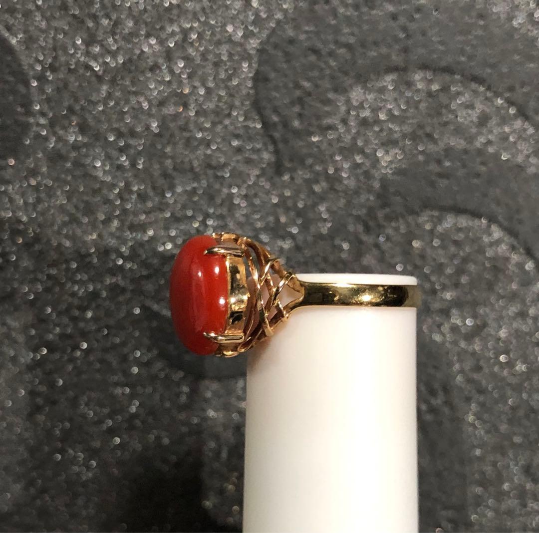 天然　珊瑚　リング　指輪　k18 高知サンゴ工房