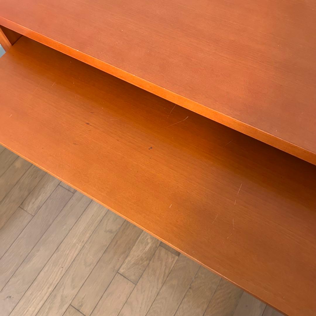 【佐藤】木製 シンプルな机 スライド式下段棚付き パソコン用としても便利