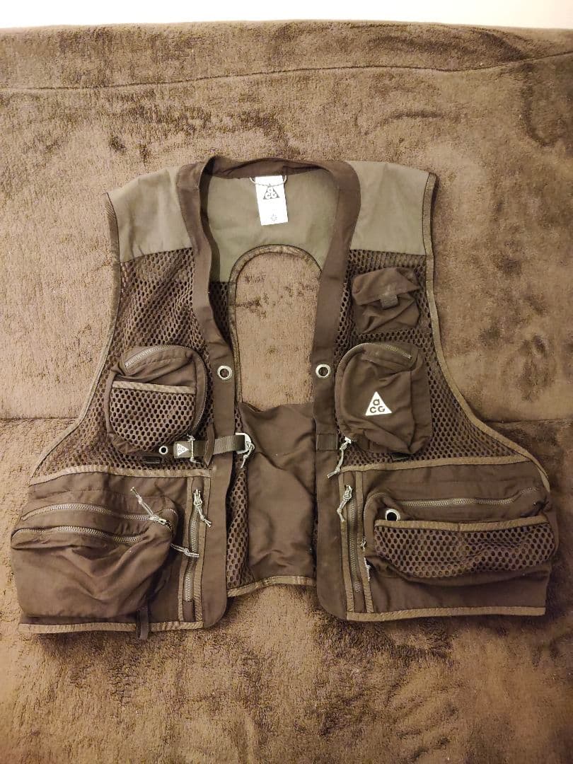 NikeACG BUTTLES VEST メッシュフィッシングベストブラウンXL