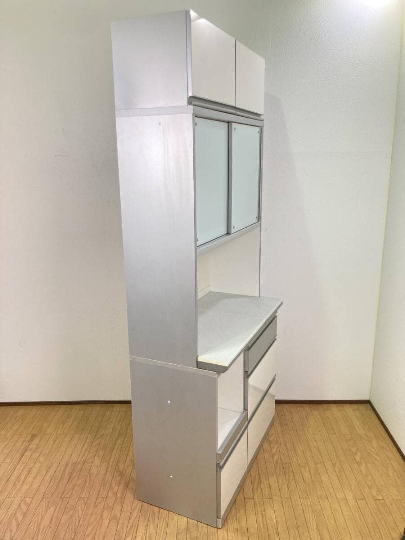 綾野製作所 背高 IDC 大塚家具 食器棚 100 飾り棚 キッチンボード 白