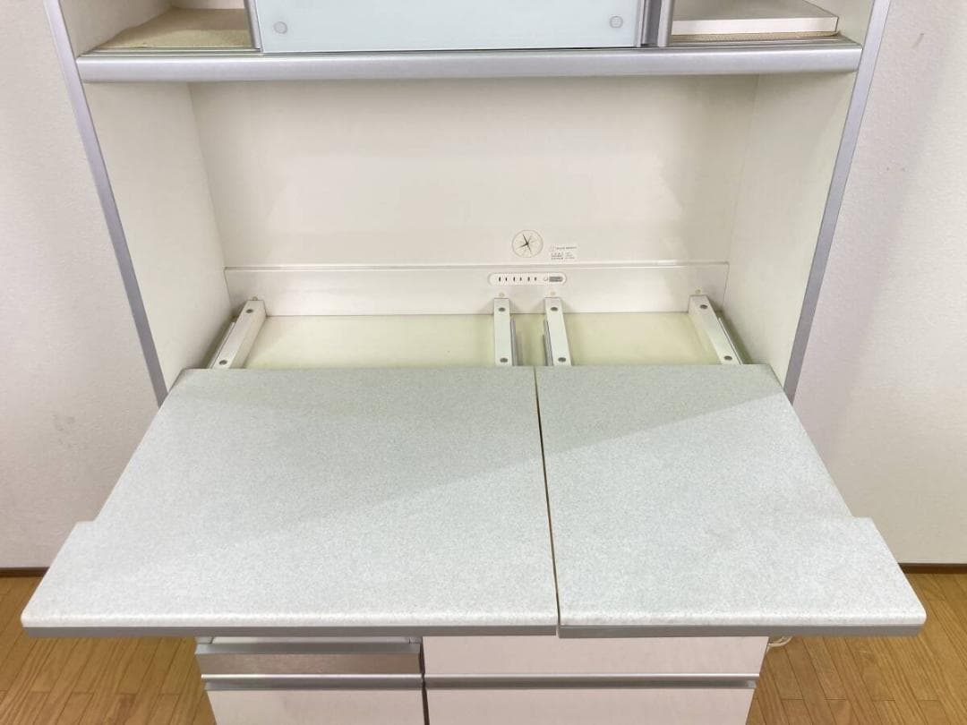 綾野製作所 背高 IDC 大塚家具 食器棚 100 飾り棚 キッチンボード 白
