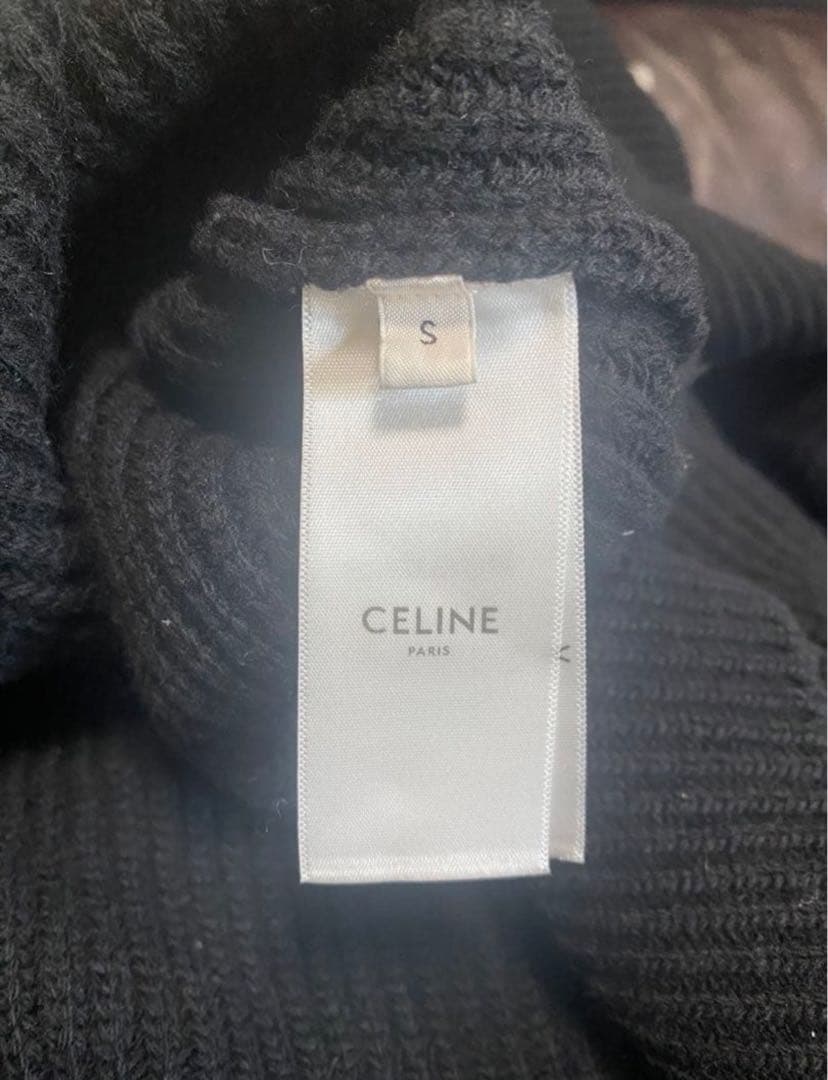 美品☆正規品　CELINE セリーヌ　現行　ロゴパッチ　リブ編み　ニット S
