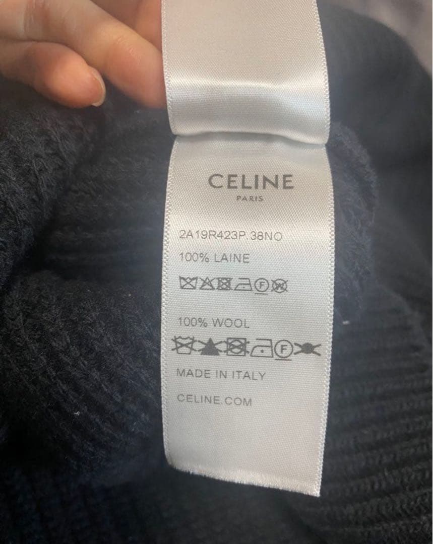 美品☆正規品　CELINE セリーヌ　現行　ロゴパッチ　リブ編み　ニット S