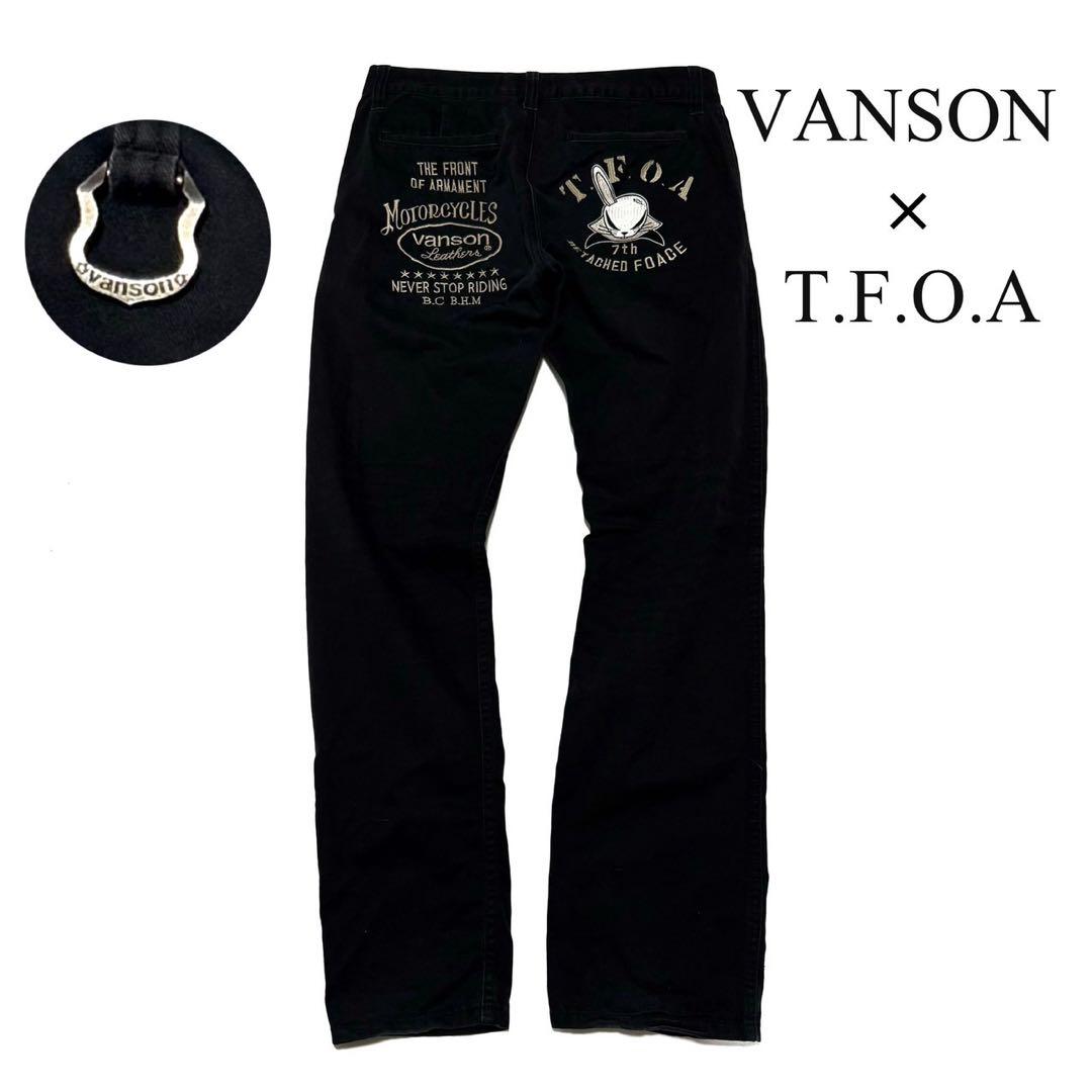 【希少】 VANSON × TFOA 刺繍 チノパン 武装戦線 デスラビット 黒