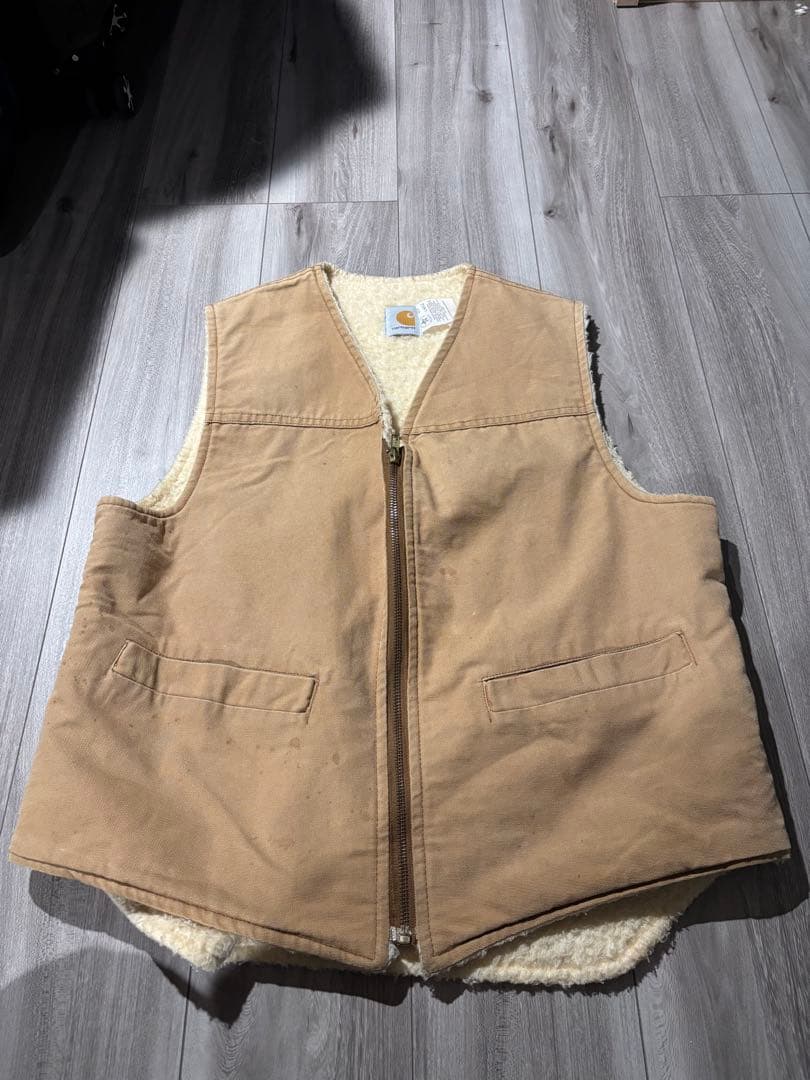 80s〜90s USA製 CARHARTT カーハート 裏ボアダックベストL