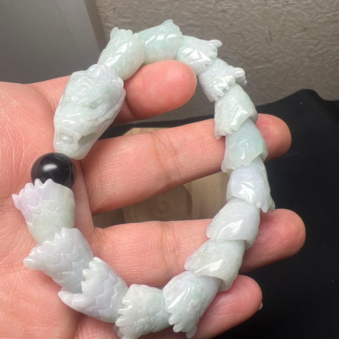 魔除けの王様モリオン&翡翠　龍神ブレスレット