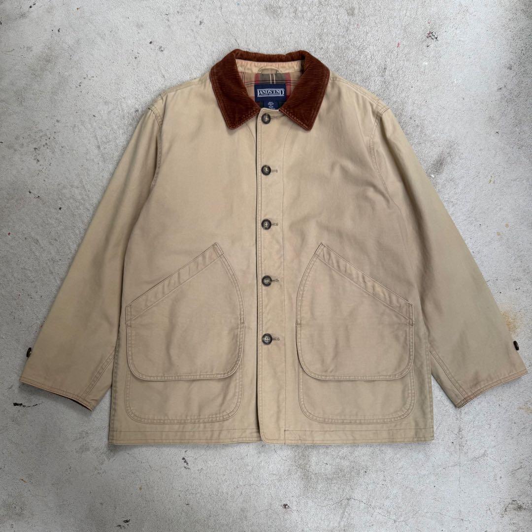 90s LANDS’ END コーデュロイ襟 コットン ハンティングジャケット