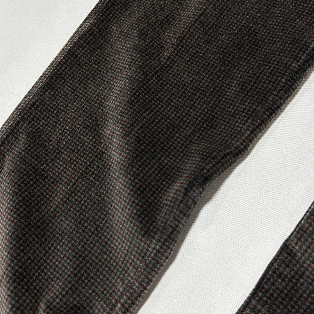 90s イギリス製 ハウンドトゥース ベロア スラックス センタープレス 光沢