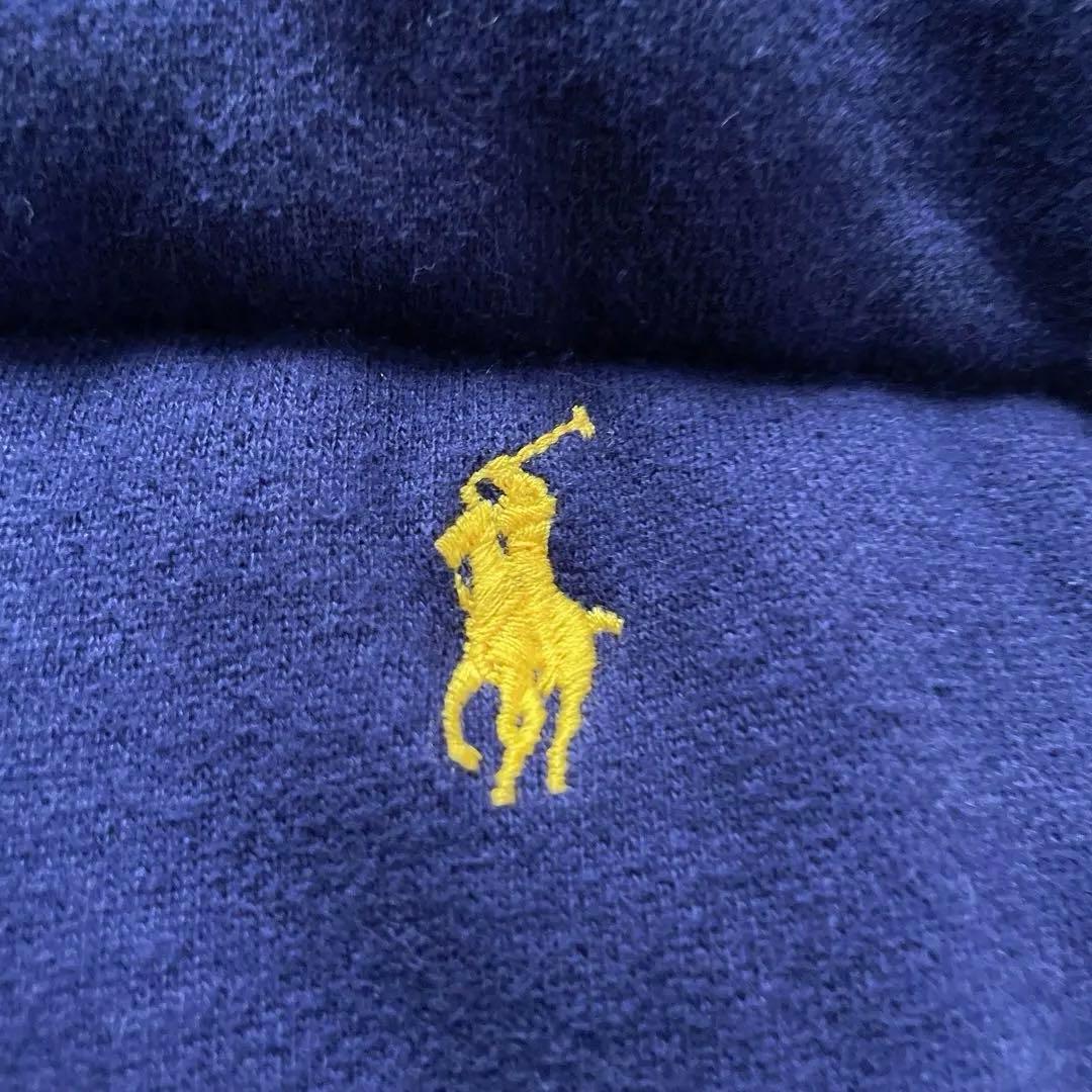 ポロバイラルフローレン M 中綿 ダウンベスト 裏地チェック ポニー　肉厚　紺