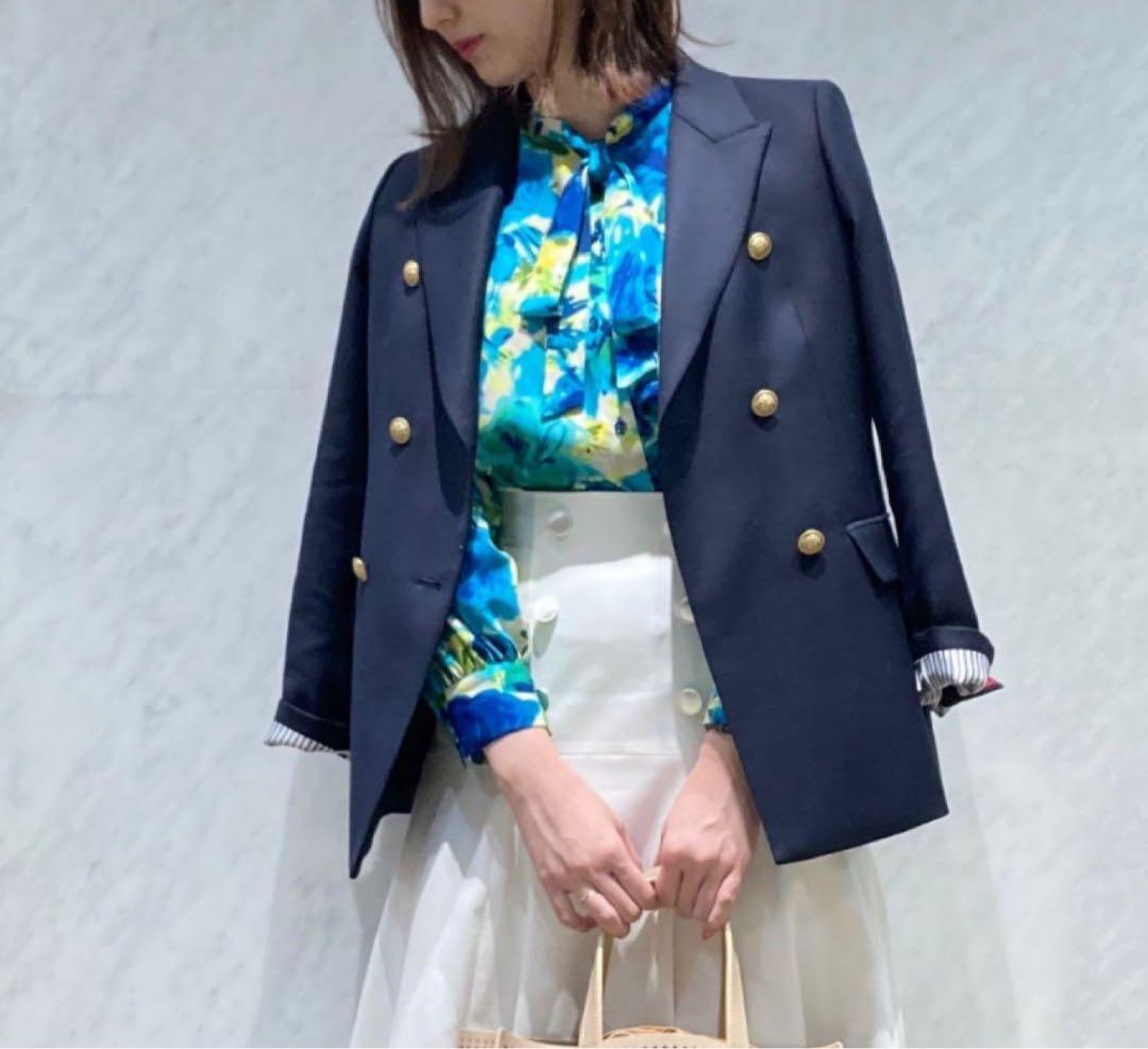 未使用級✨ANAYI ウールオックスダブルジャケット　紺ブレ　金ボタン　現行