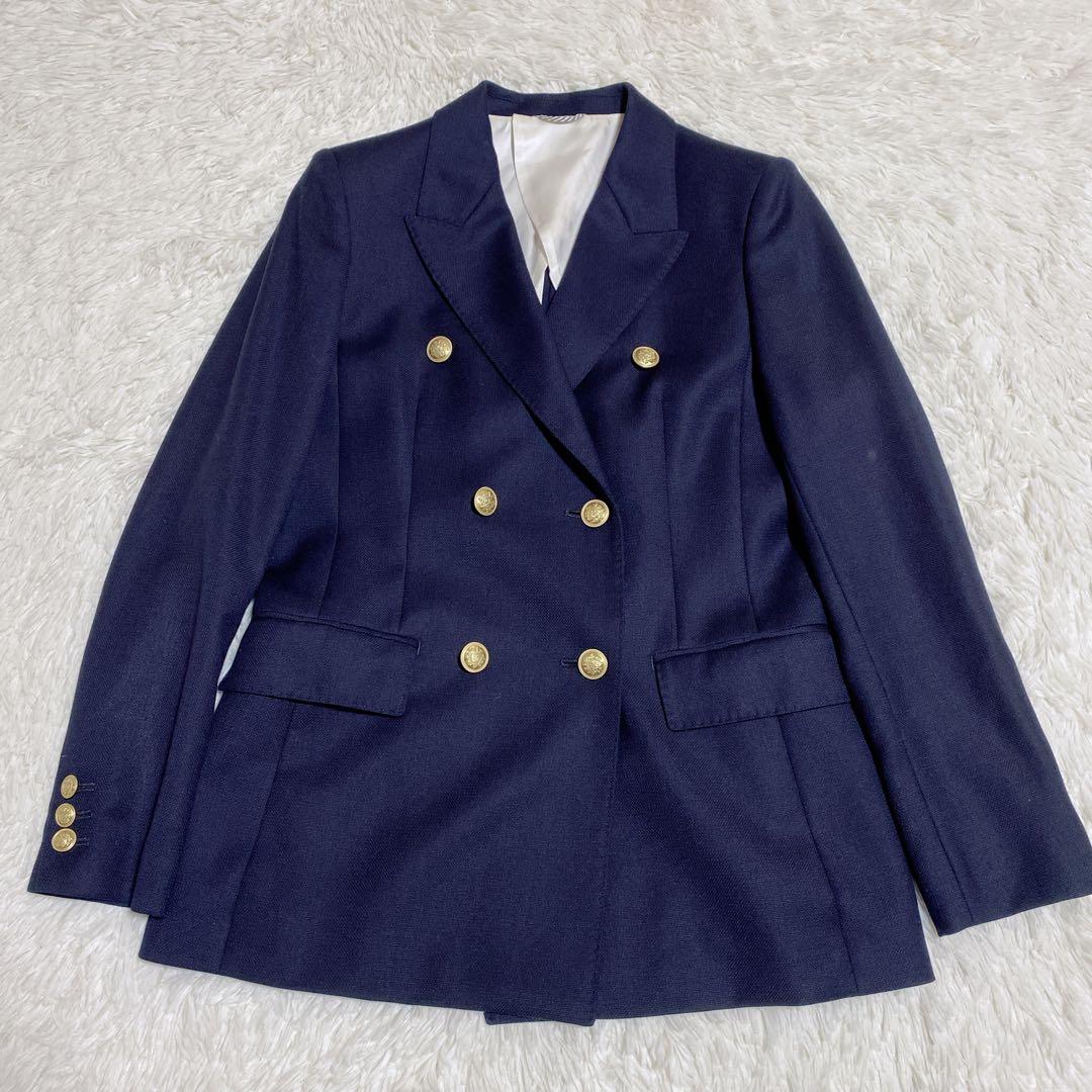 未使用級✨ANAYI ウールオックスダブルジャケット　紺ブレ　金ボタン　現行