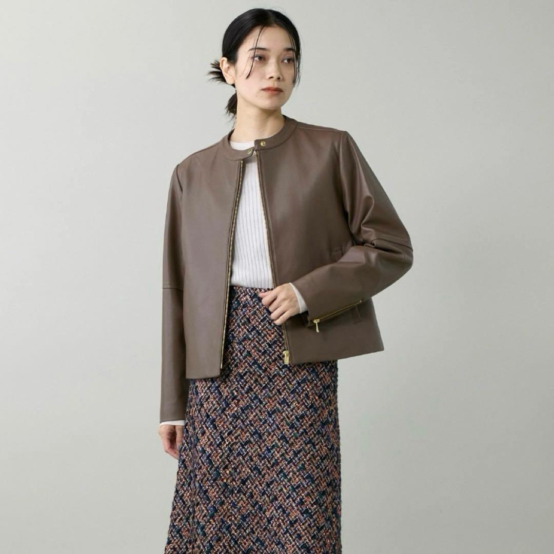 美品 INED 定価8.3万 現行 ラムレザー ジャケット ジップアップブルゾン