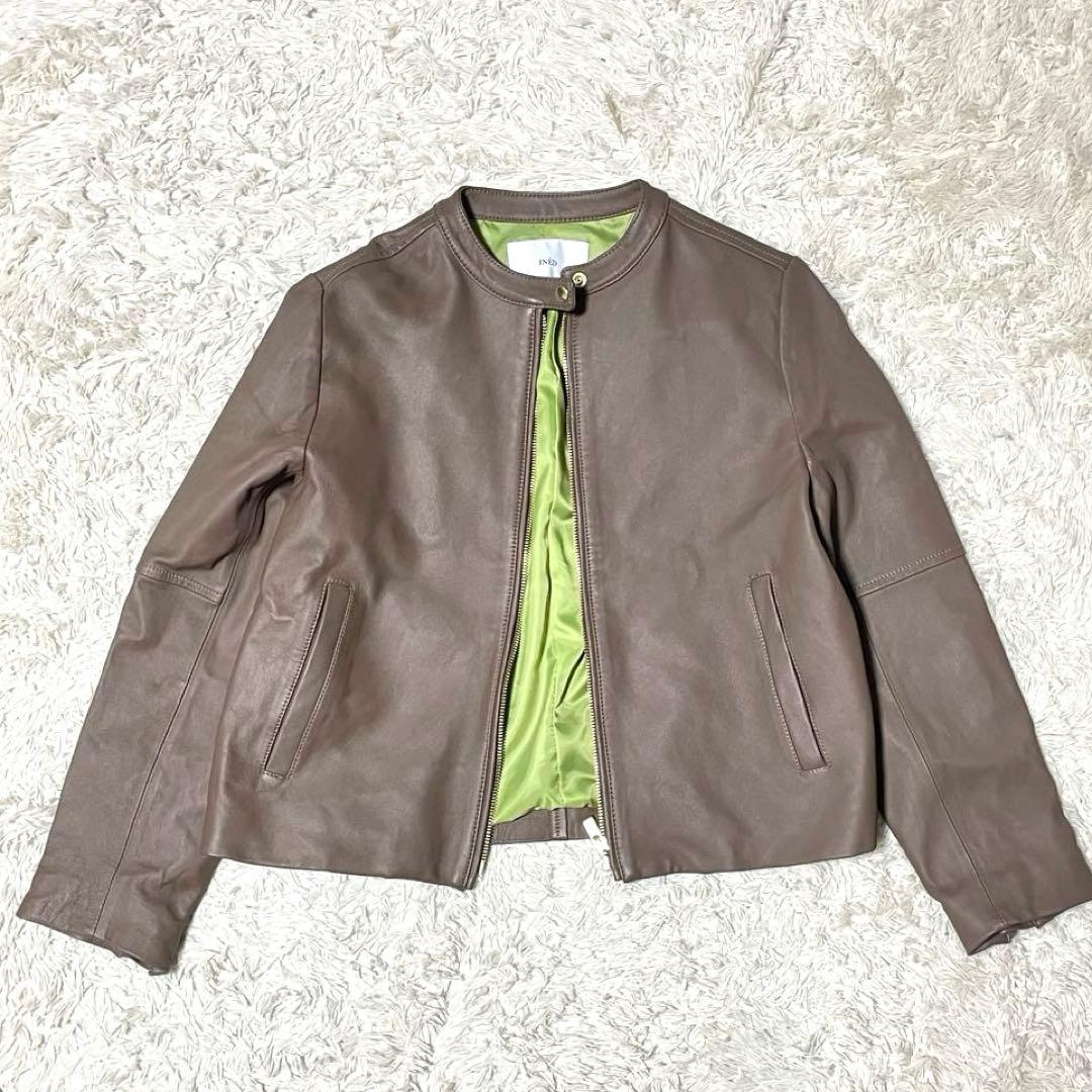 美品 INED 定価8.3万 現行 ラムレザー ジャケット ジップアップブルゾン