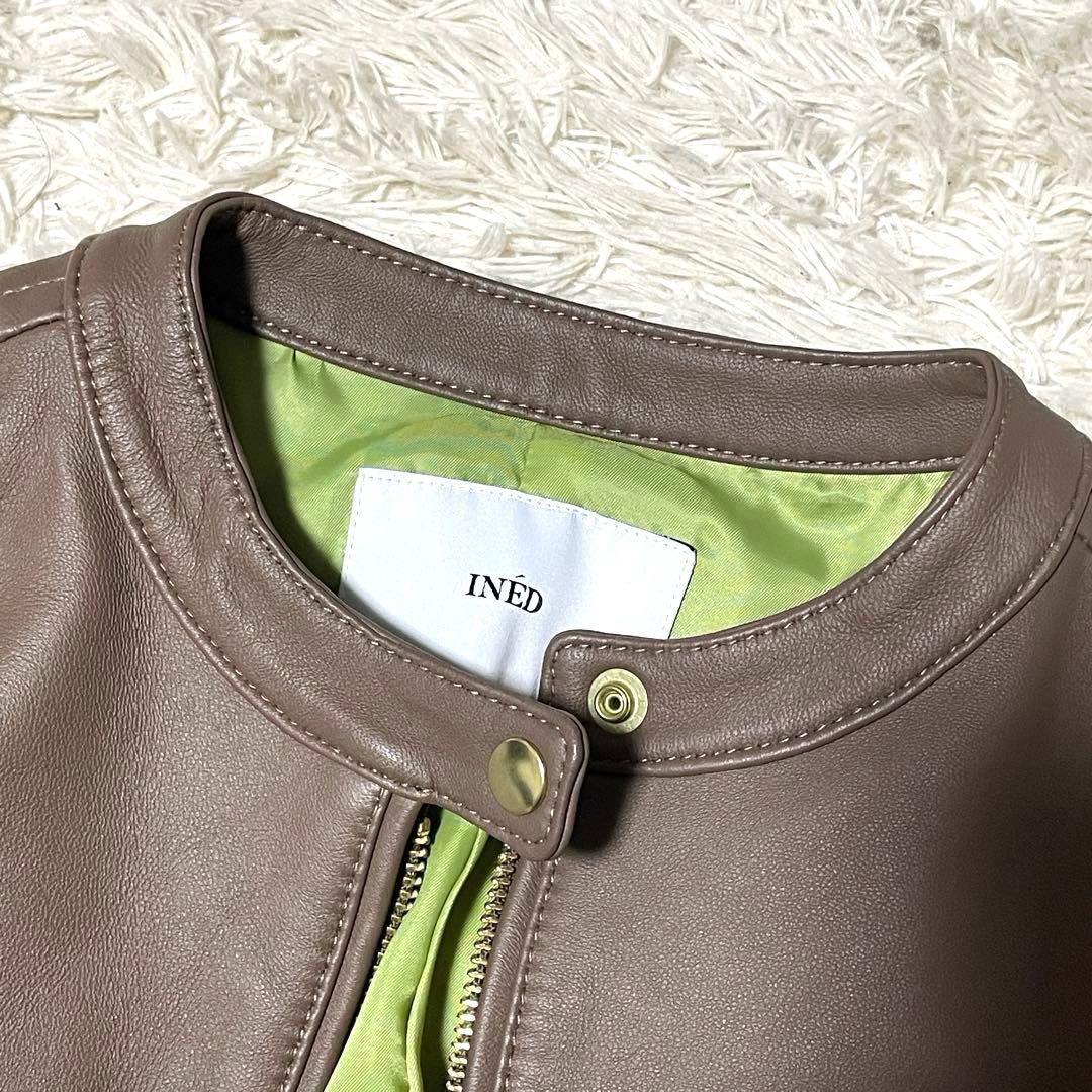 美品 INED 定価8.3万 現行 ラムレザー ジャケット ジップアップブルゾン