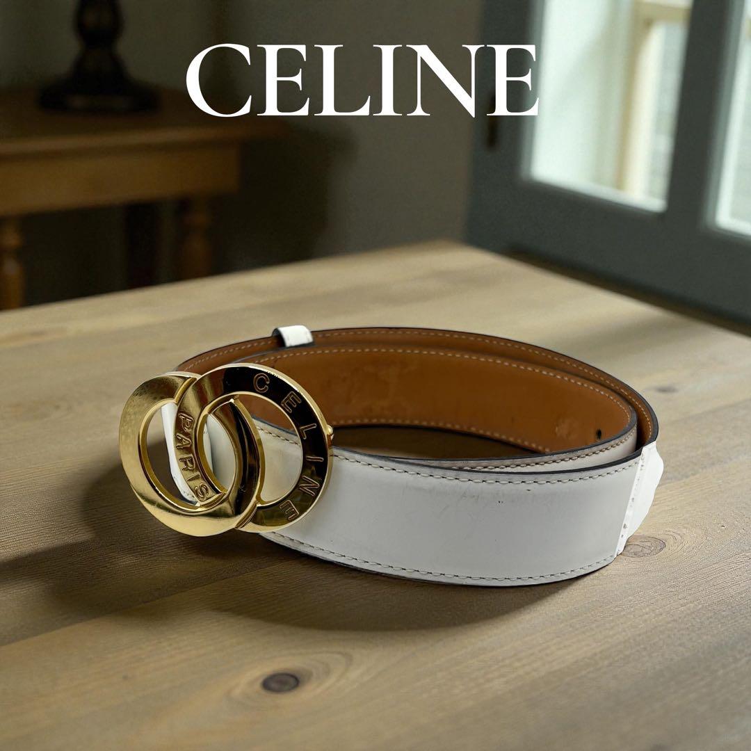 CELINE サークルロゴ ベルト レザー ヴィンテージ
