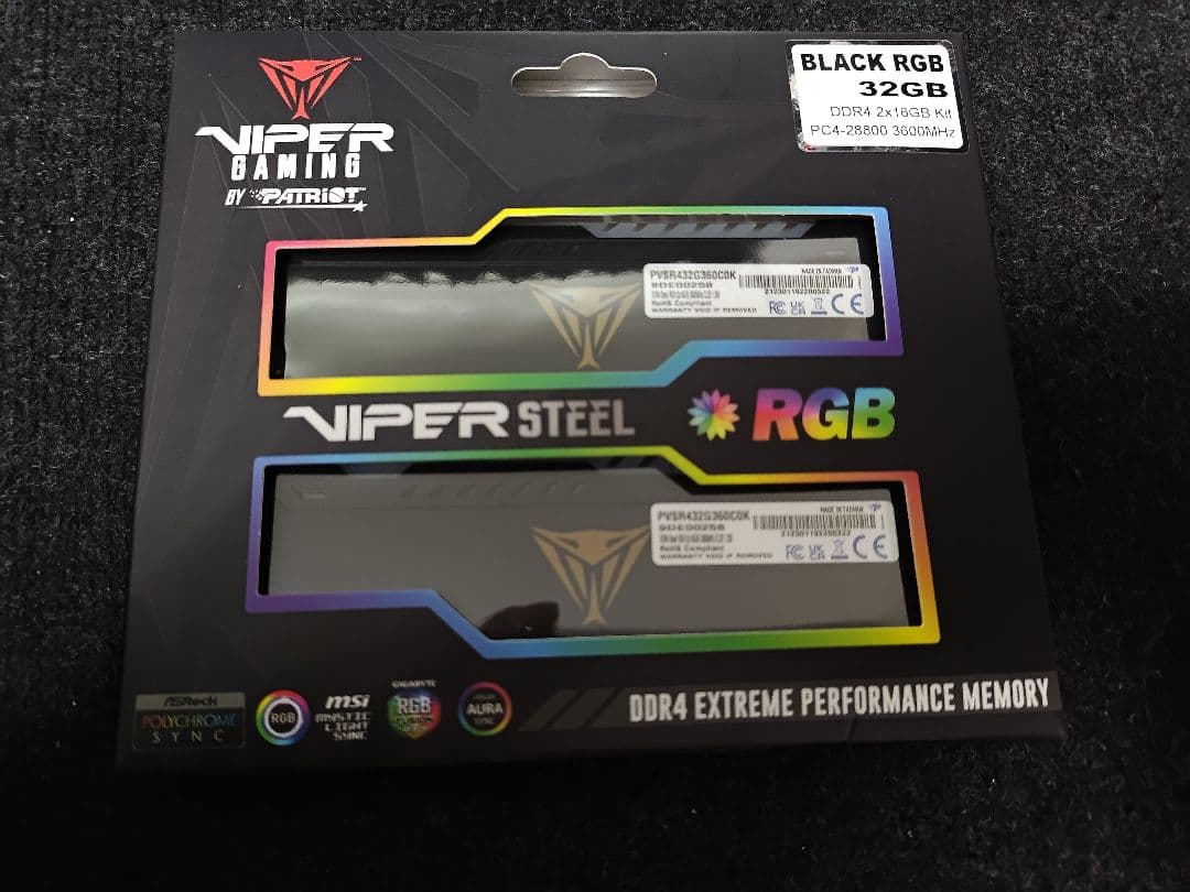 メモリー Viper RGB DDR4 3600MHz PC4-28800 32GB