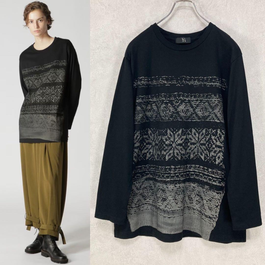 Y's FLAKE PATTERN LONG SLEEVE T 黒2