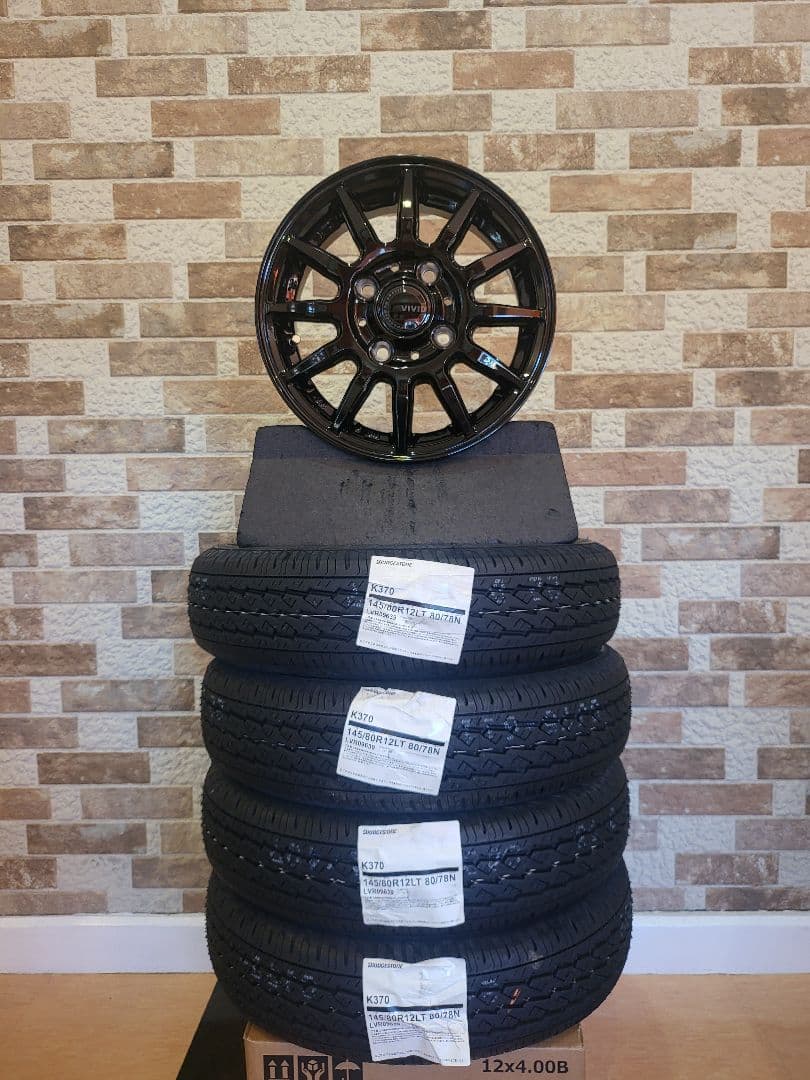 軽バン、軽トラに！12インチブラックホイール&ブリヂストン夏タイヤ新品‼