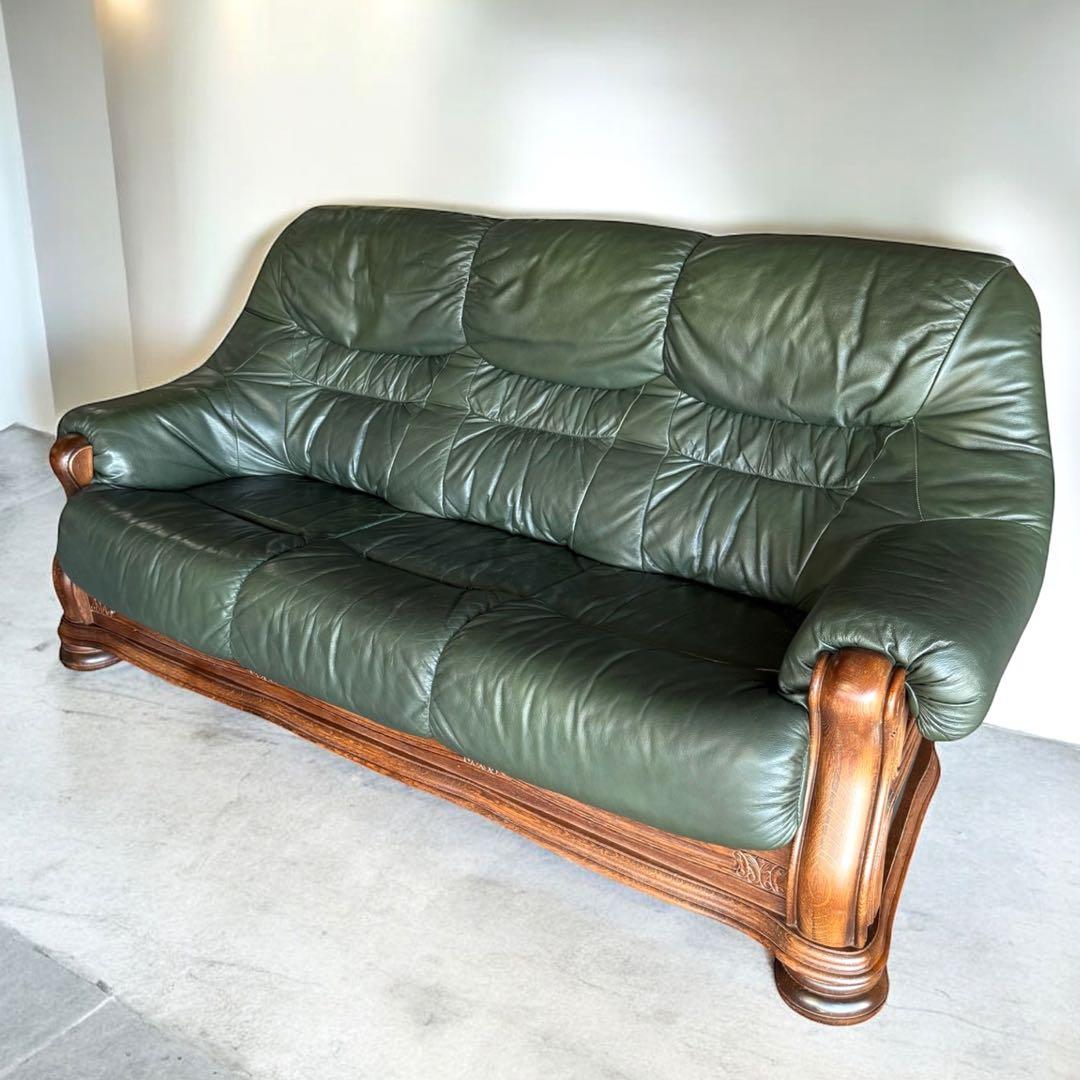 HR557 ダッヂカントリー　オランダ製　総革　レザーソファ　３人掛け