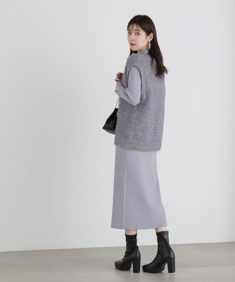 プロポーション　ツイードニットベストセットアップ①