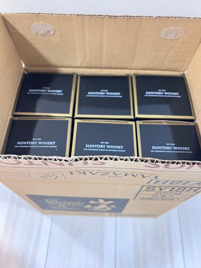 山崎18年(6本)化粧箱付き　空瓶、オリジナルダンボール付き