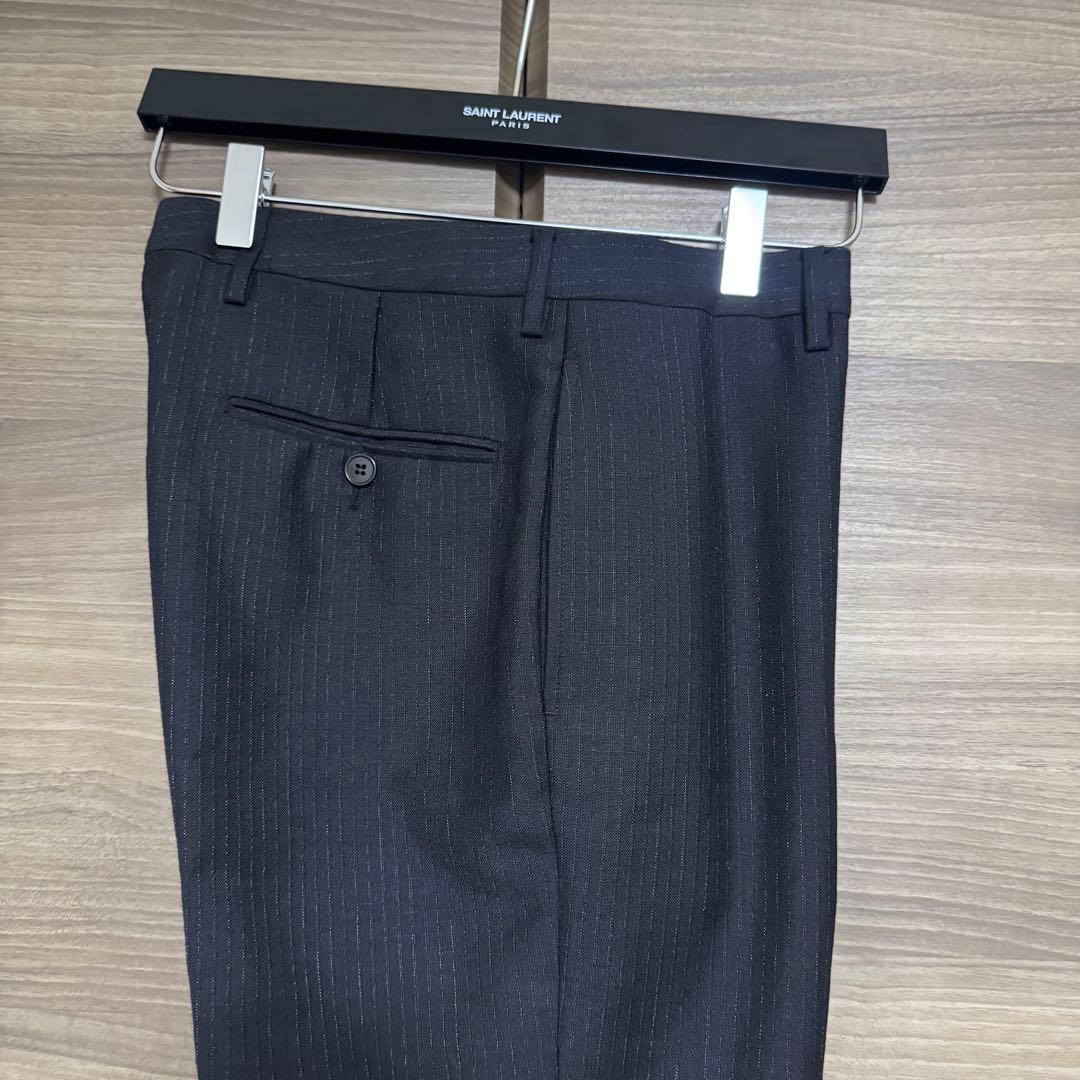 SAINT LAURENT スラックス ダークグレー ストライプ パンツ