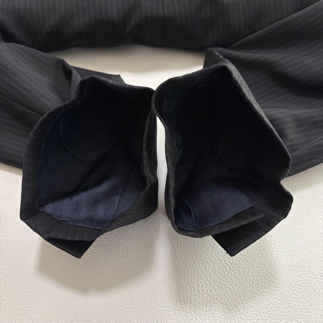 バーバリー スーツ セットアップ モヘヤ混 Lサイズ 黒 ビジネス ストライプ