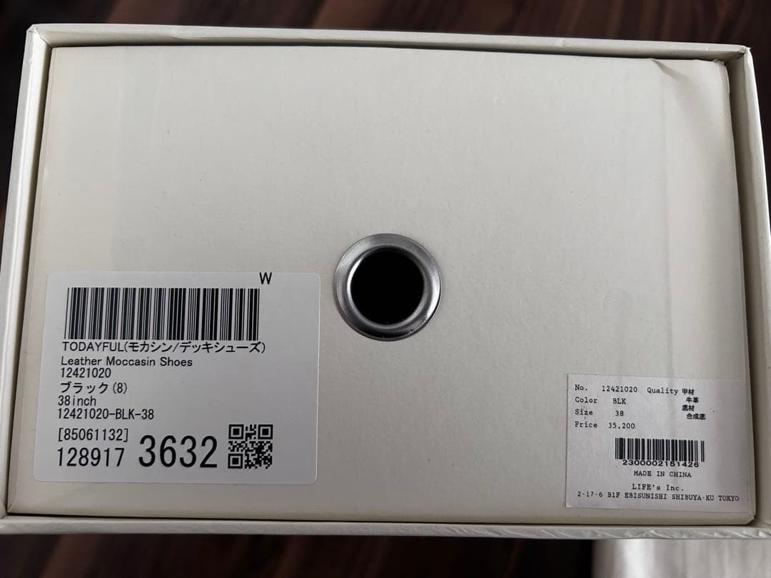 TODAYFUL レザーモカシンシューズ　BLK 靴　トゥデイフル
