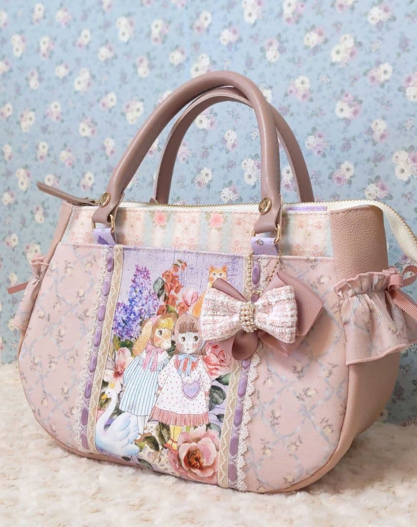 u*1様 ジョリーフルール　コラコラ　ピンク系　ぽってりトート　うさぎ　ねこ