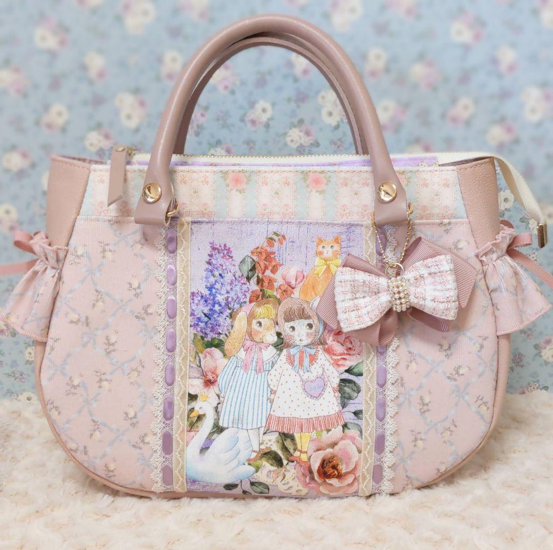 u*1様 ジョリーフルール　コラコラ　ピンク系　ぽってりトート　うさぎ　ねこ