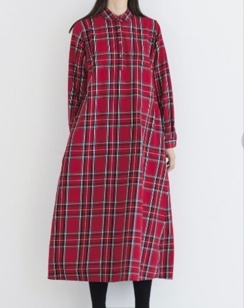 サニークラウズ ponさんのタータンワンピース チェック シャツワンピース　L