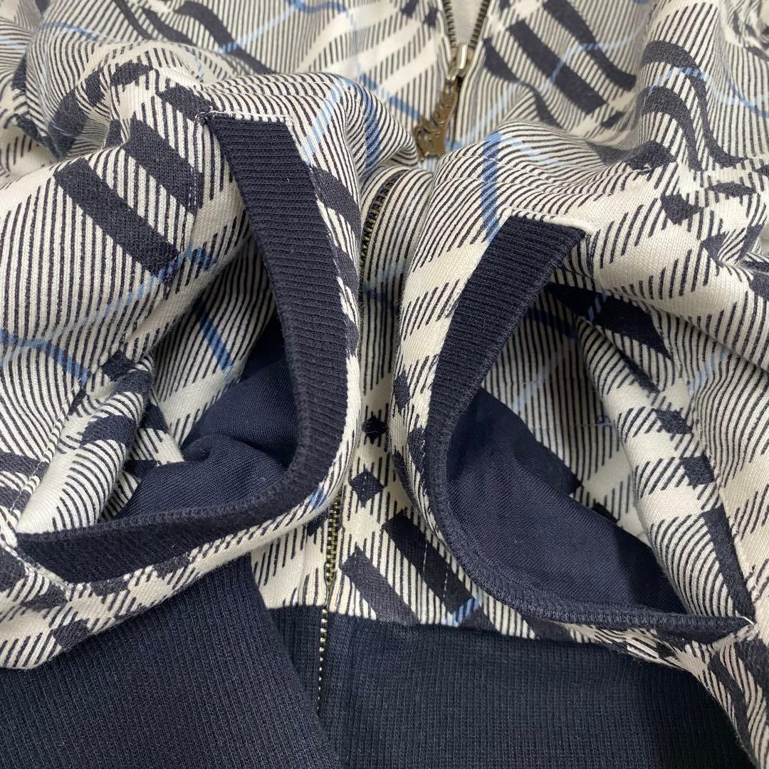 希少★バーバリーブルーレーベル ジップアップパーカー ノバチェック ロゴ刺繍38