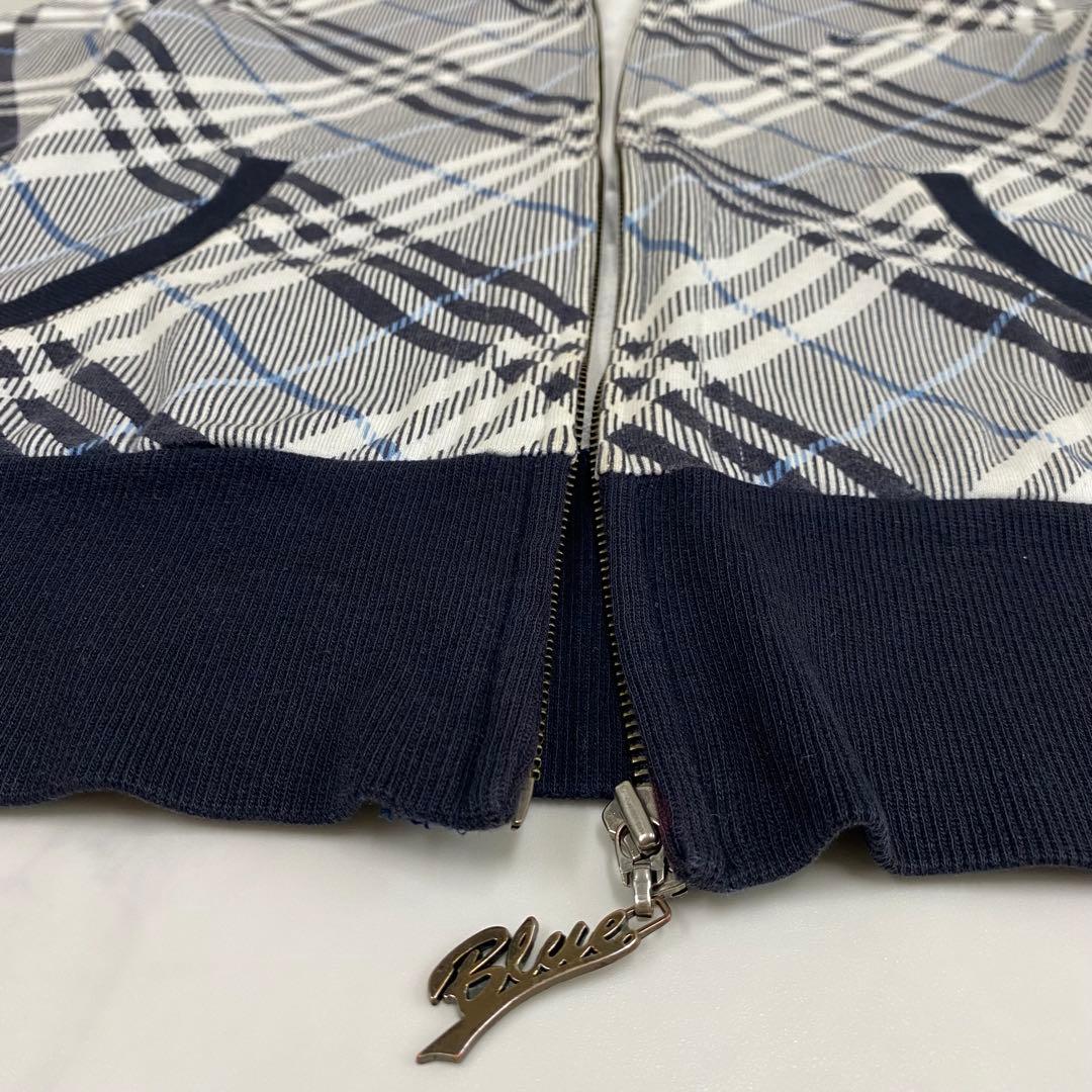 希少★バーバリーブルーレーベル ジップアップパーカー ノバチェック ロゴ刺繍38