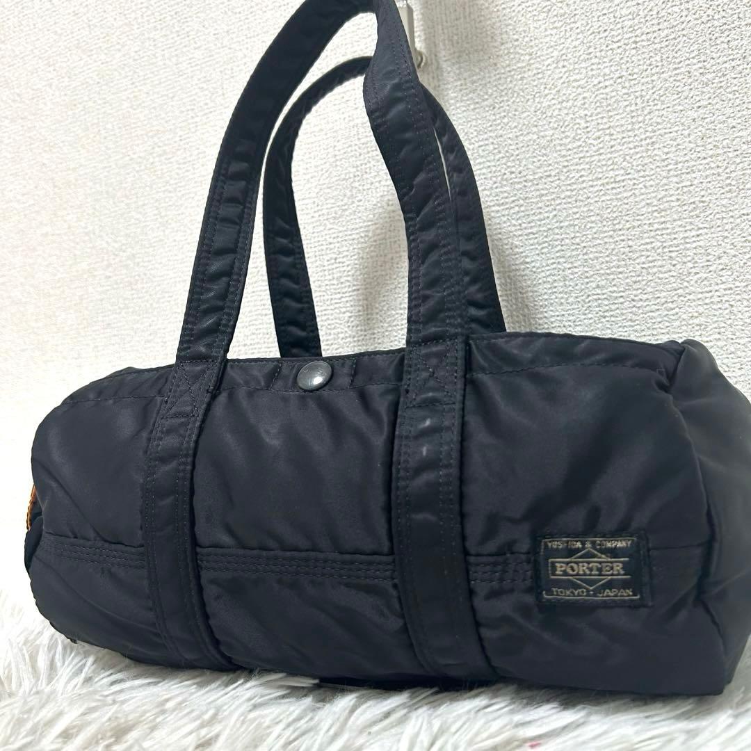 【美品✨人気商品/タンカー】ポーター　ドラムバッグ　ミニボストン　ブラック　S