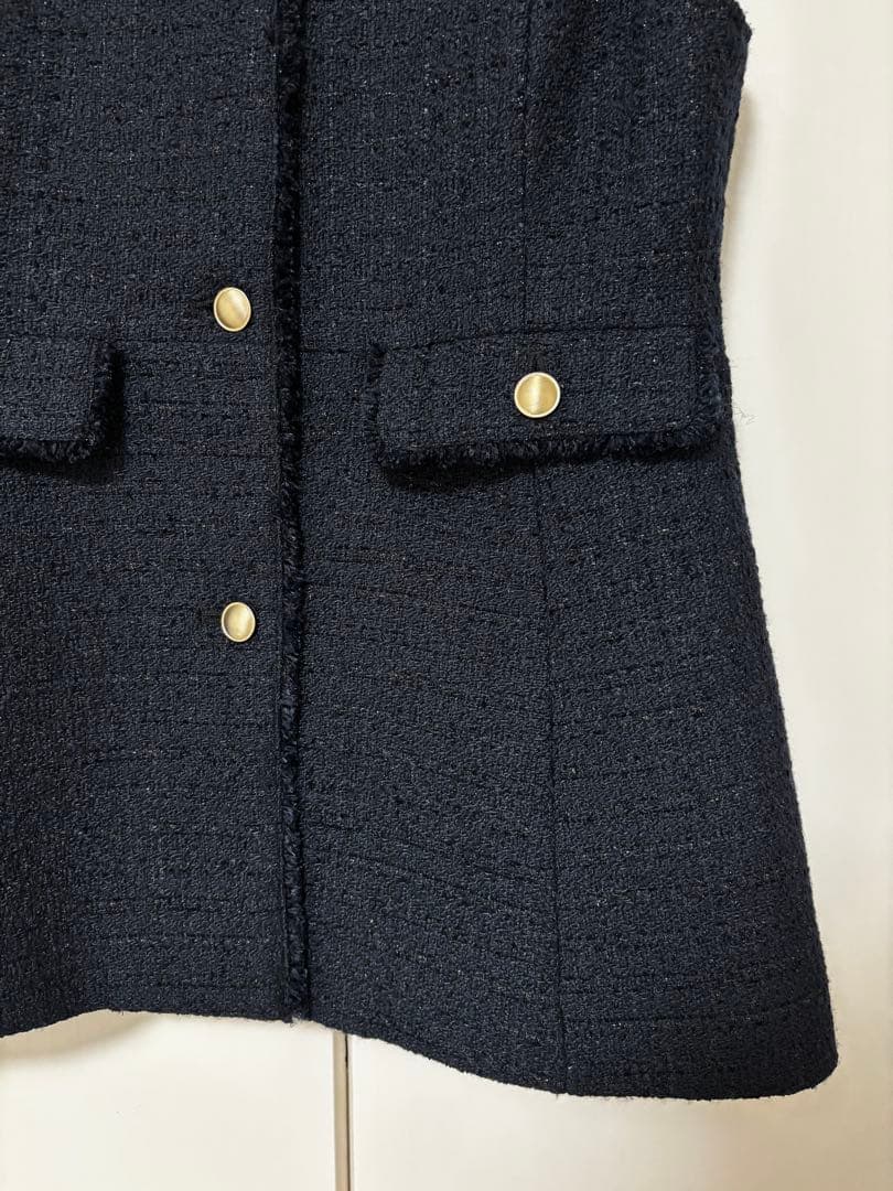 any SIS ツイード ペプラム ジレ ネイビー セレモニー ベスト
