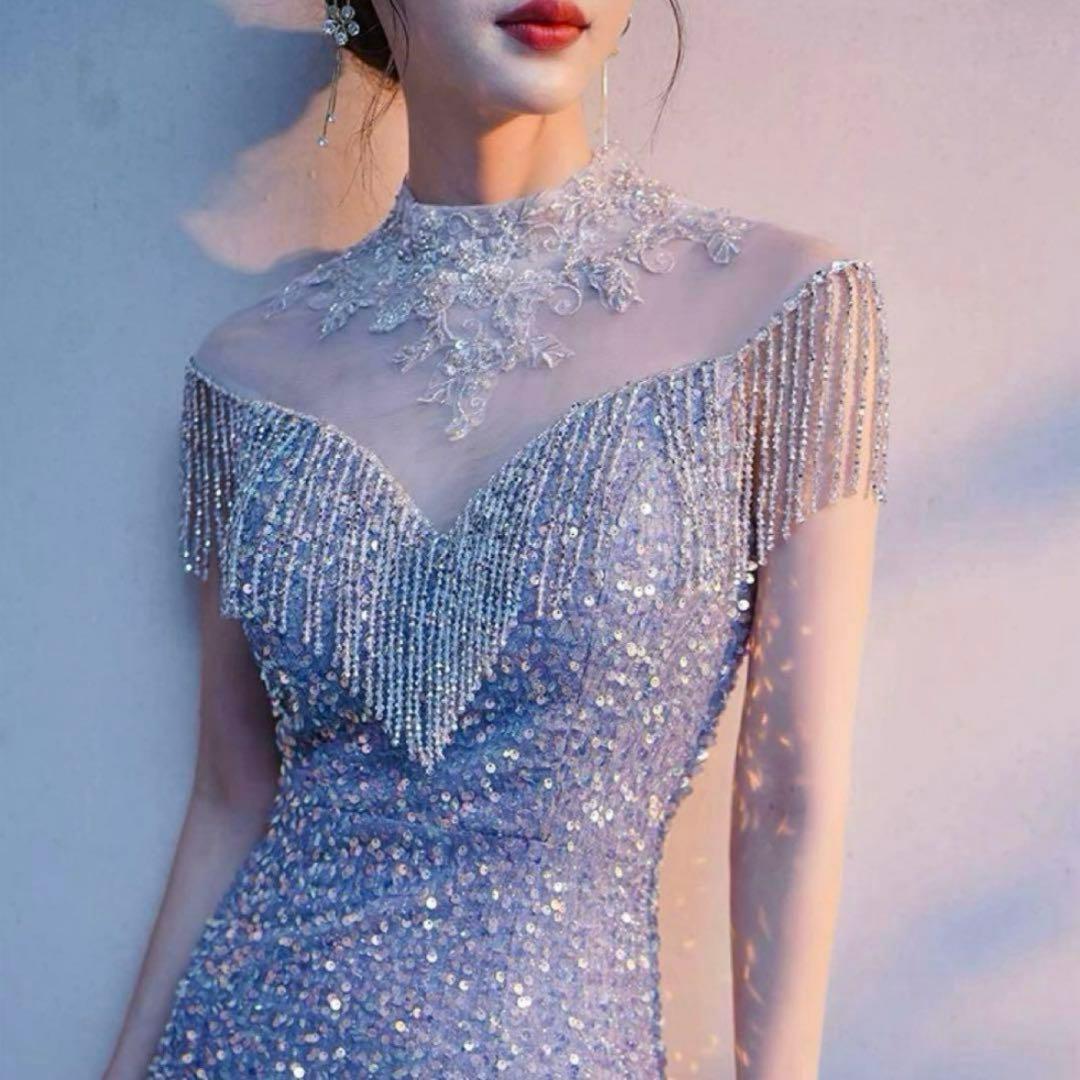 スパンコールにビジューの美しい イブニングドレス♩.•