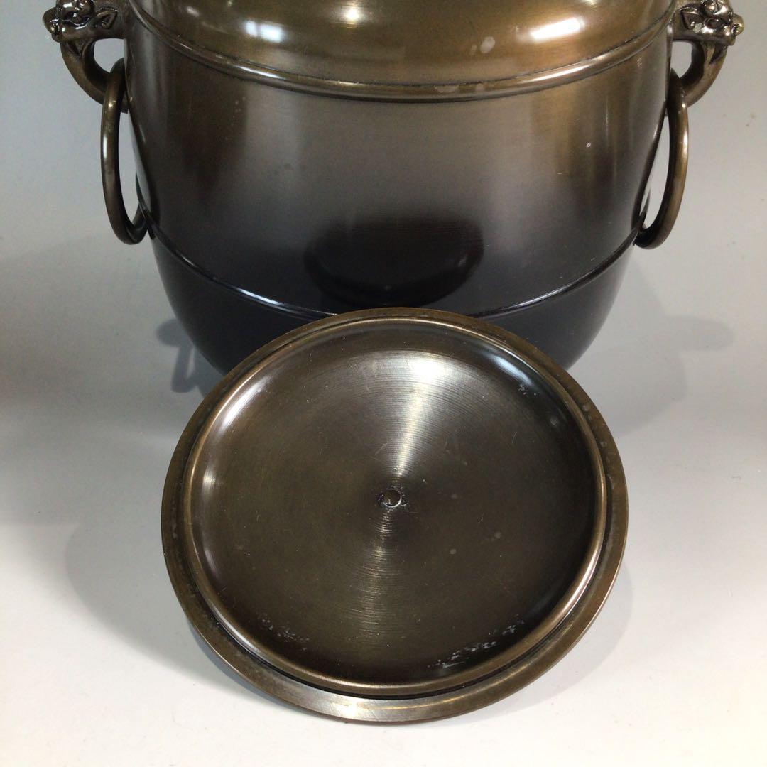 Ｐ３２１　皆具　『金谷浄雲造』『唐銅』『利休形』『水指　建水　蓋置　杓立』　共箱