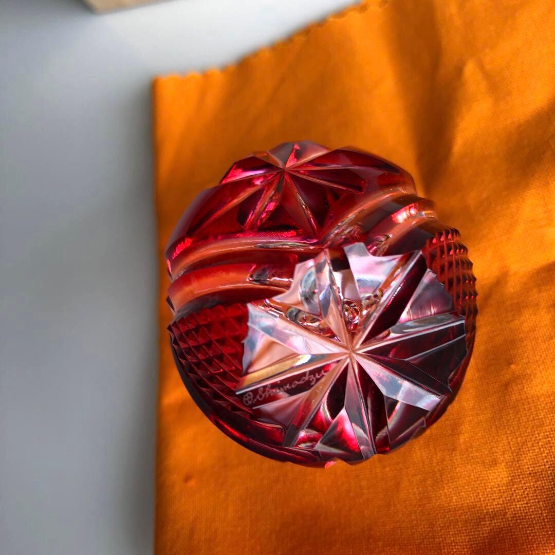 島津 薩摩切子 薩摩の雫 ペパーウエイト 未使用