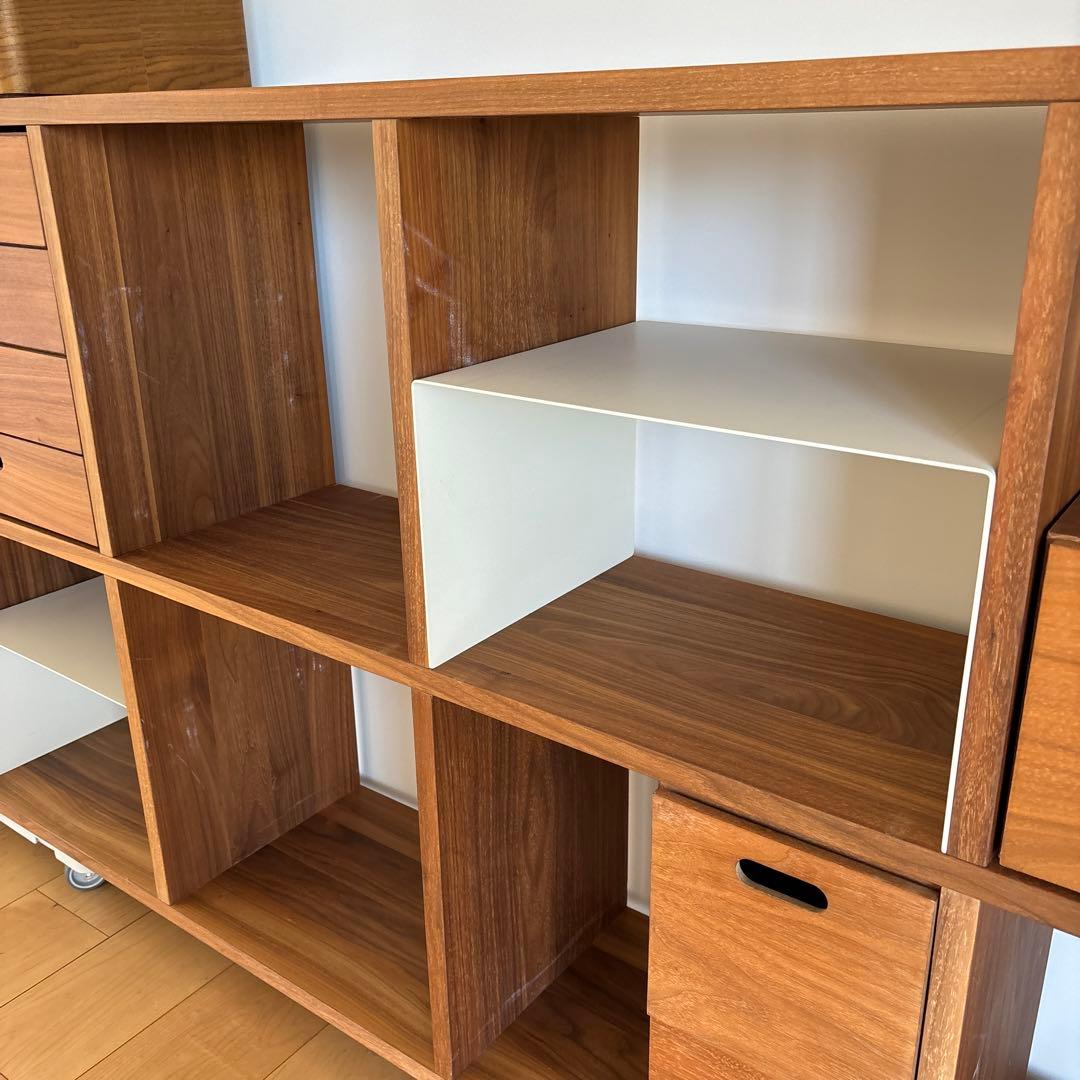 【くるりん】スタッキングシェルフセット・５段×２列・ウォールナット材