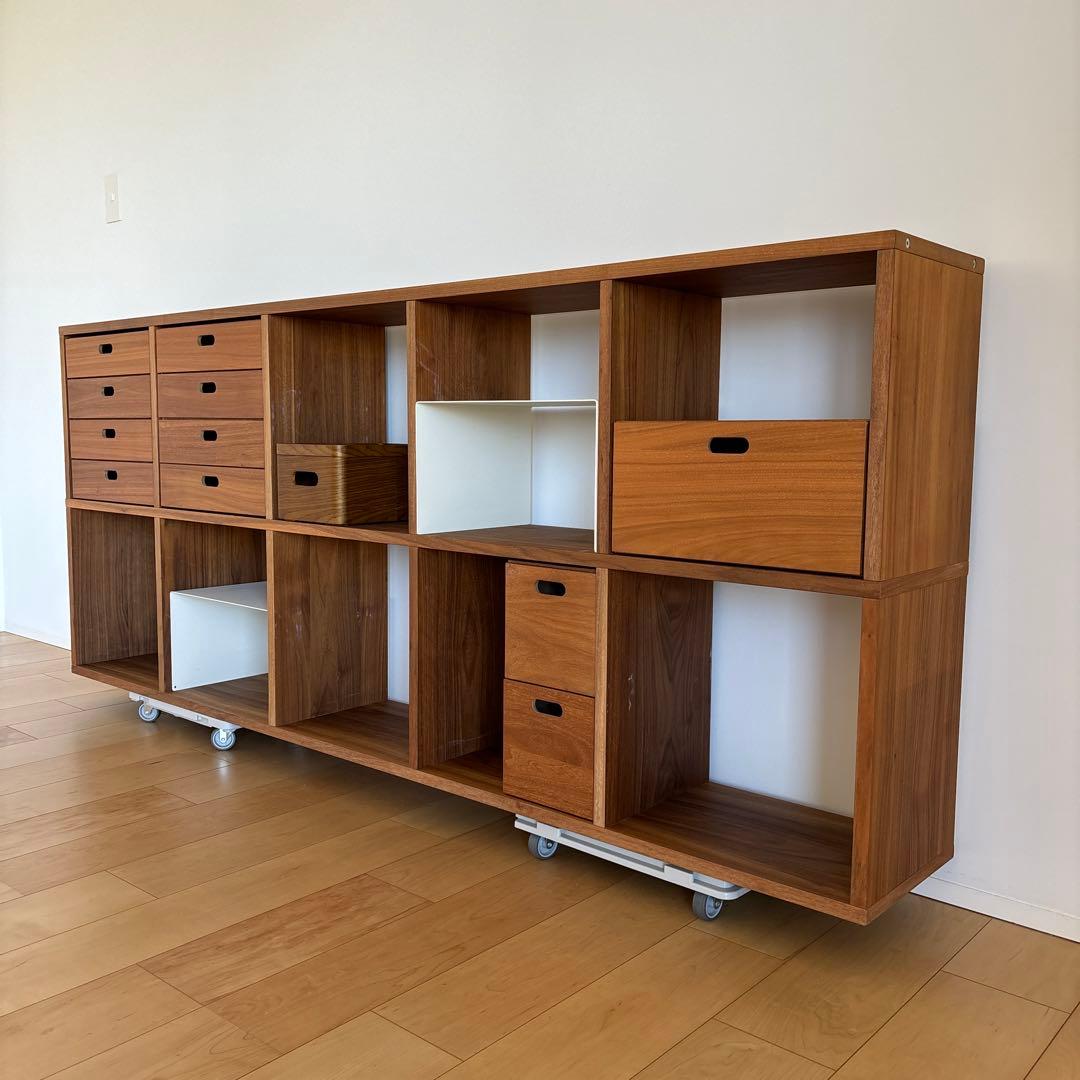 【くるりん】スタッキングシェルフセット・５段×２列・ウォールナット材