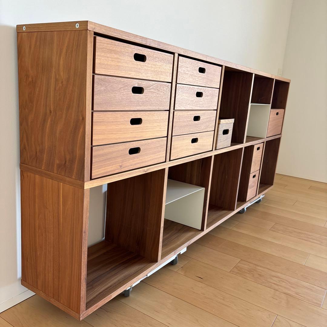 【くるりん】スタッキングシェルフセット・５段×２列・ウォールナット材