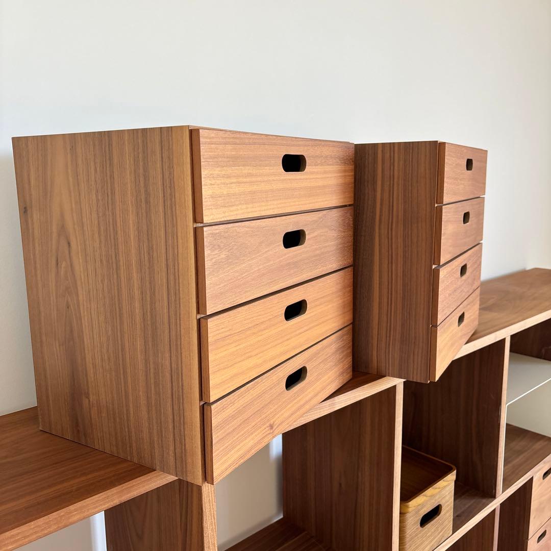 【くるりん】スタッキングシェルフセット・５段×２列・ウォールナット材