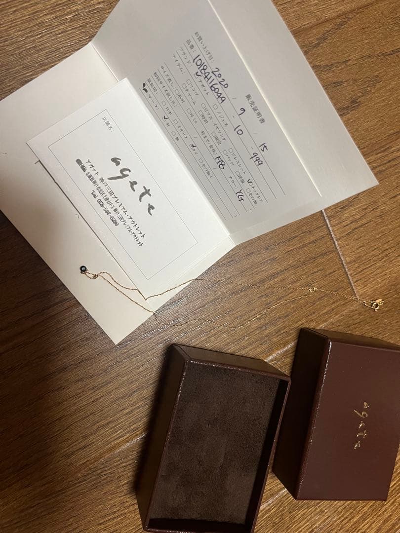 agete K18 ネックレス ブラックストーン